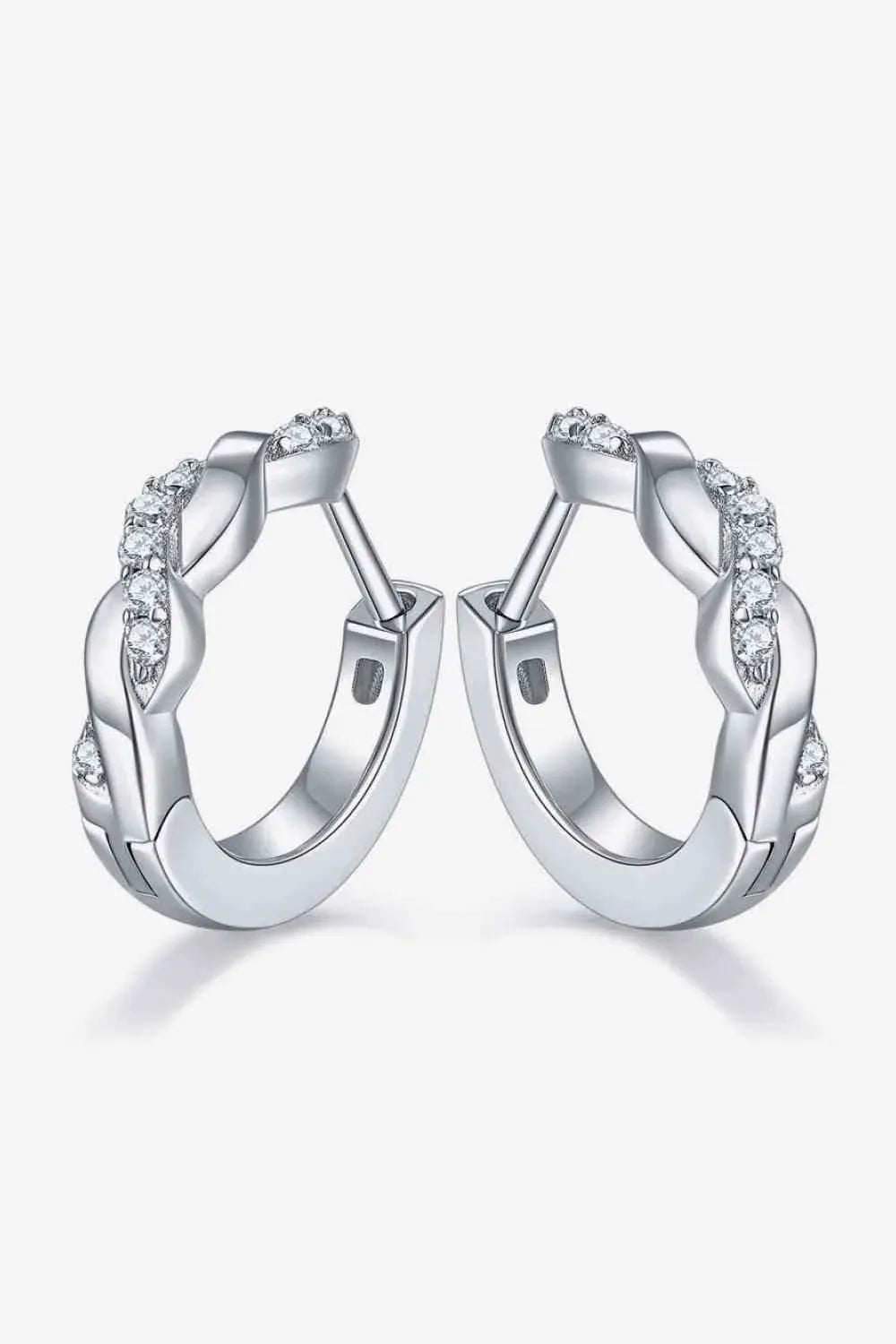 Moissanite Twisted Platinum-Plated Earrings Silver One Size Moissanite - Tophatter Daily Deals